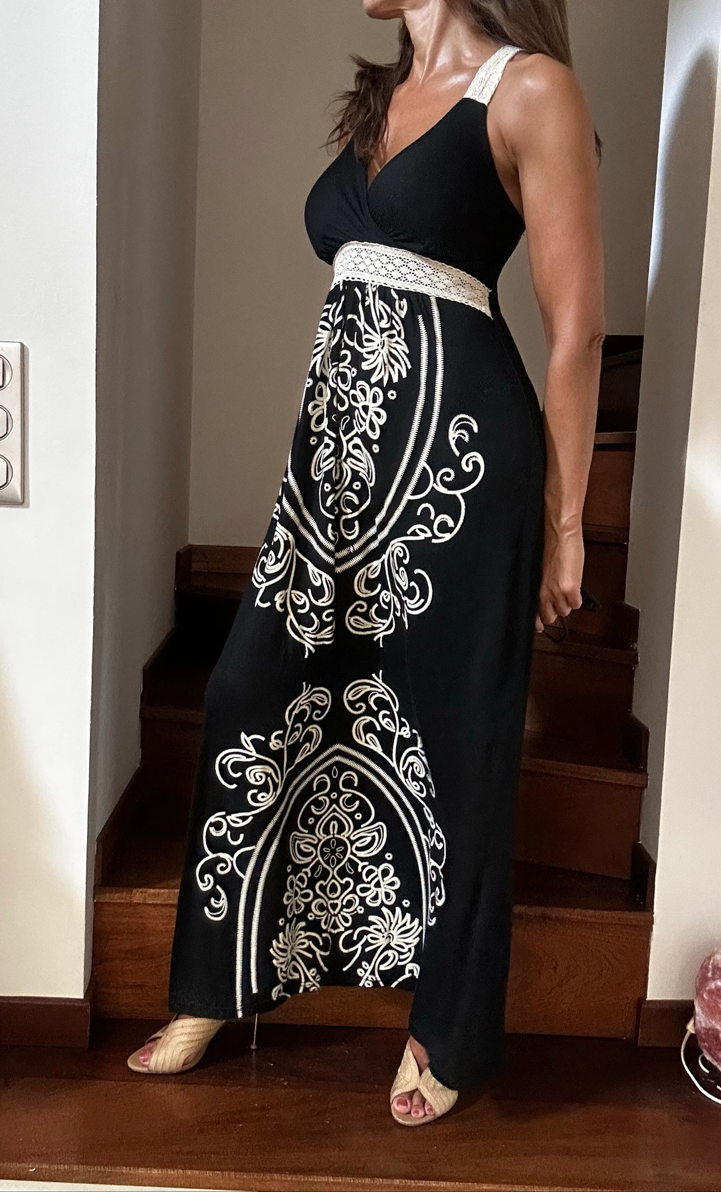 Long bohemian black & ecru dress – Size S/M – photo 8